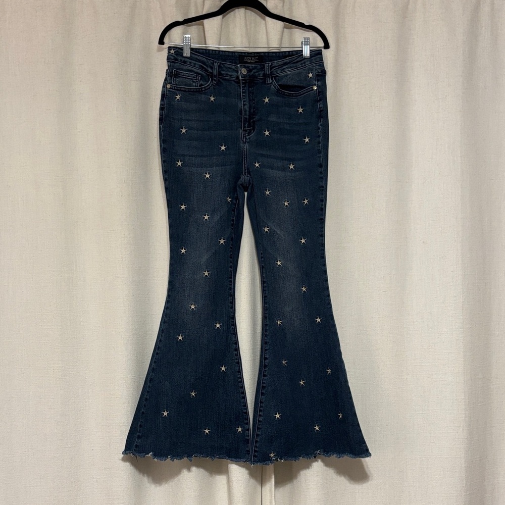 Judy Blue Dark Blue Star Super Flare Jeans